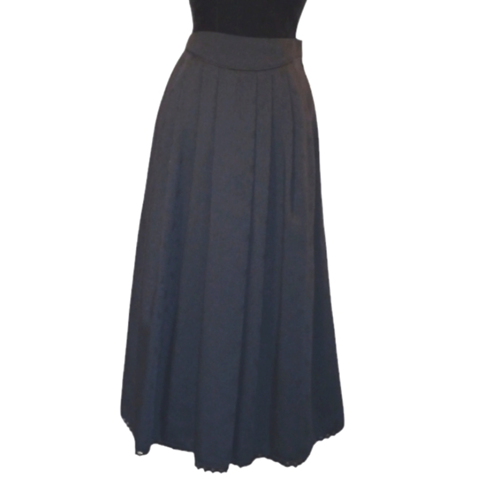 Wool Black Pleated Skirt Fully lined Pockets Vintage Sz 6 - Picture 14 of 16